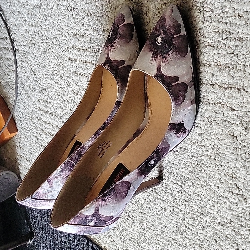 Jeanne Beker Fabric Floral Pattern Heels
